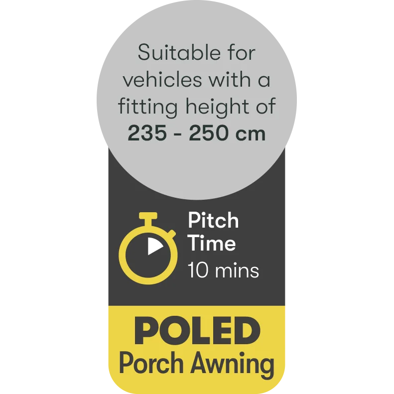 Falcon Pro 390 Poled Porch Awning - Mid Grey - Image 9