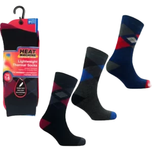 Mens Insulated L/Weight Argyle Socks (assorted Colours)